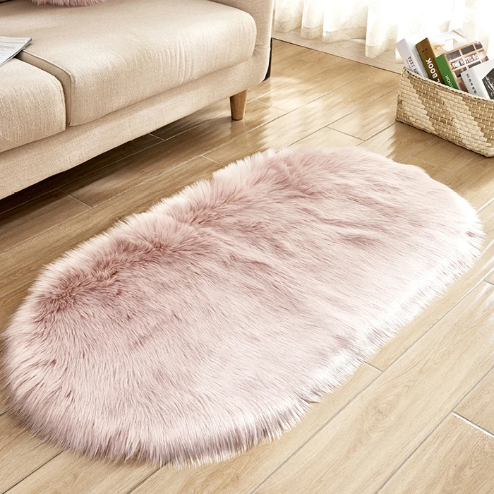 Pig Pink Ковер из искусственного меха для спальни, гостиной, мягкий плюшевый коврик для сиденья, пушистые коврики, мягкие теплые ковры, овальные ковры для дома, отеля - Цвет: Pig Pink