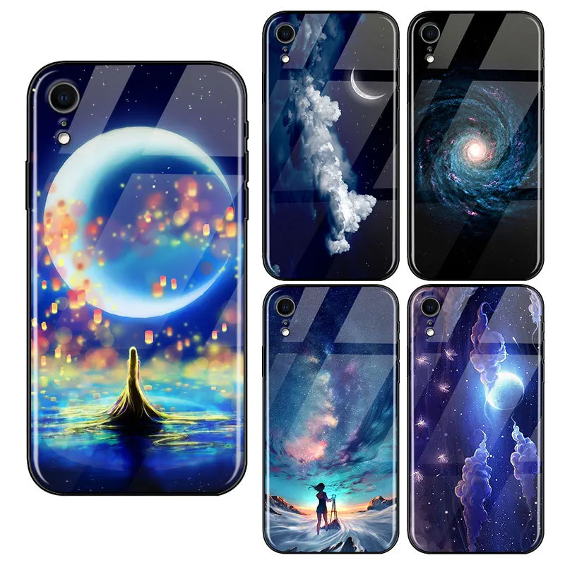 Роскошные Space чехол для iPhone X XS MAX XR Стекло силиконовый 7 8 Plus Чехлы 6 S 6s|Бамперы| |