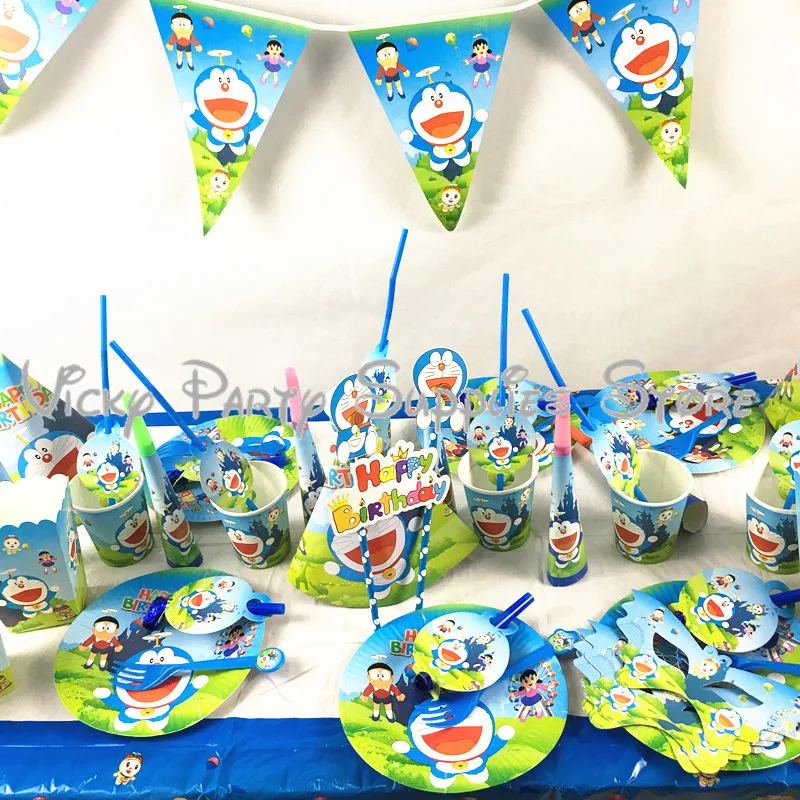Doraemon тема вечерние одноразовые столовые приборы бумажный стаканчик тарелка