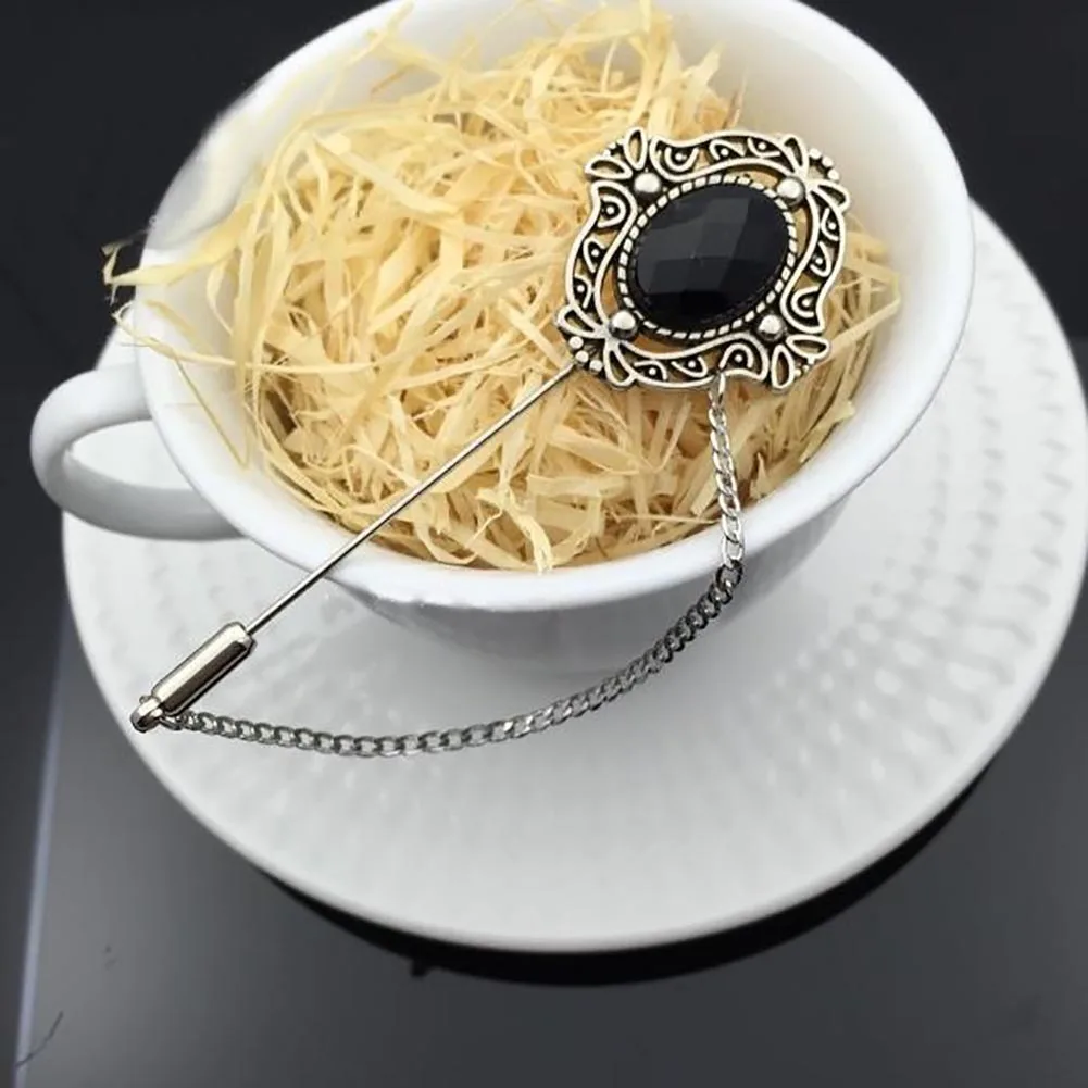 Винтаж унисекс Стразы тассель цепь брошка на лацканы булавки рубашка воротник