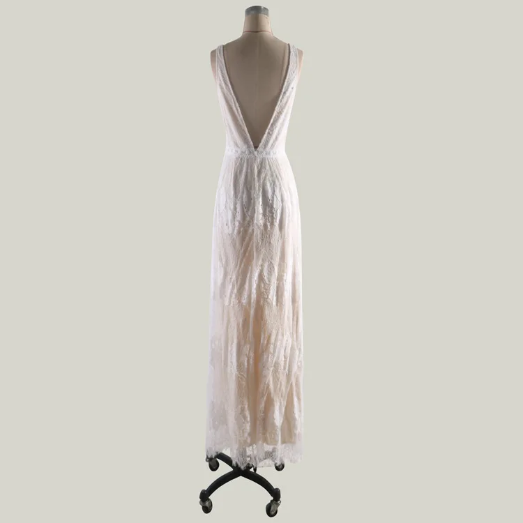 Vestido de noiva сексуальные пляжные кружевные свадебные платья без рукавов с глубоким