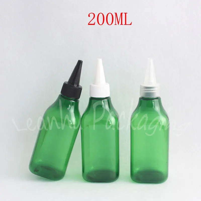 

Зеленая квадратная пластиковая бутылка объемом 200 мл с заостренным горлышком, емкость для упаковки джема/косметической воды объемом см3, пустой косметический контейнер