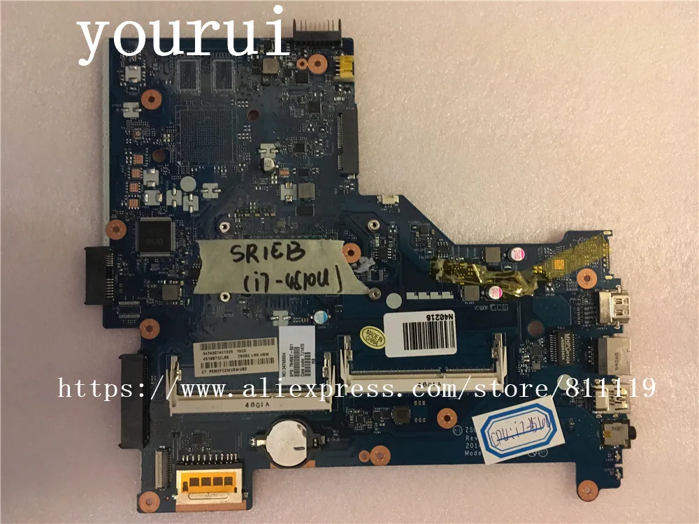 Yourui ZSO50 LA A992P для HP 15 R ноутбук материнская плата с i7 4510u Процессор 784567 001 601 DDR3 Тесты