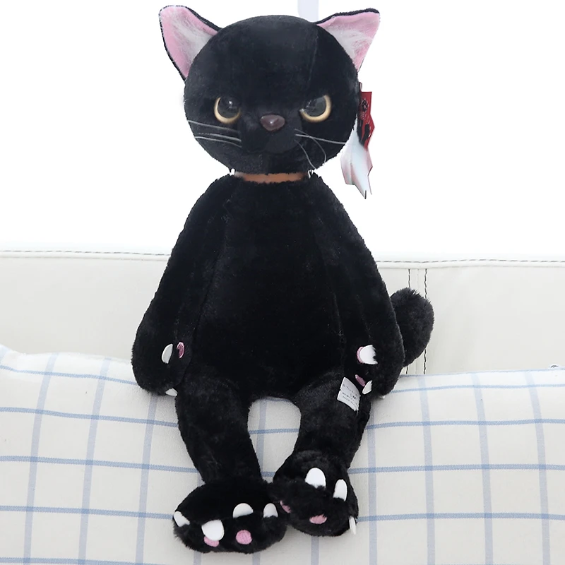 Плюшевая игрушечная кошка милые Мультяшные куклы черно серые и белые Детские