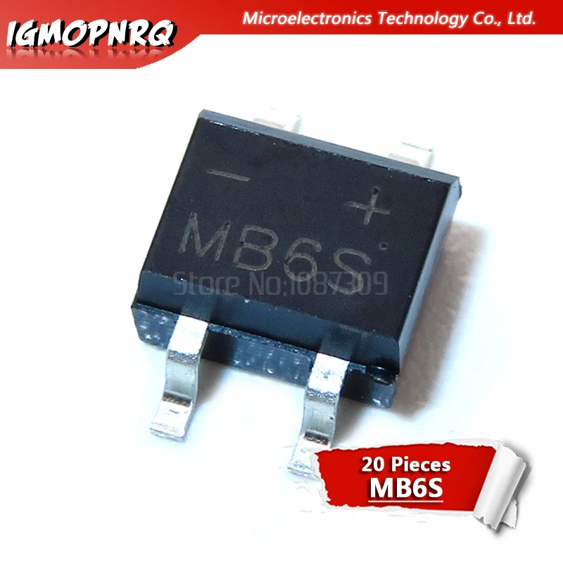20шт, MB6S, MB6M, MB10S, MB10M, MB6F, 0.5A, 600 В, однофазный, Стандартный, новый, оригинальный