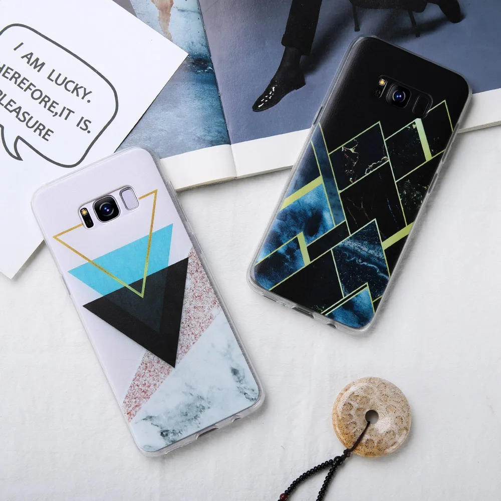 Чехол KISSCASE с геометрическим мрамором для Samsung Galaxy S9 S8 Plus Note мягкий TPU чехол