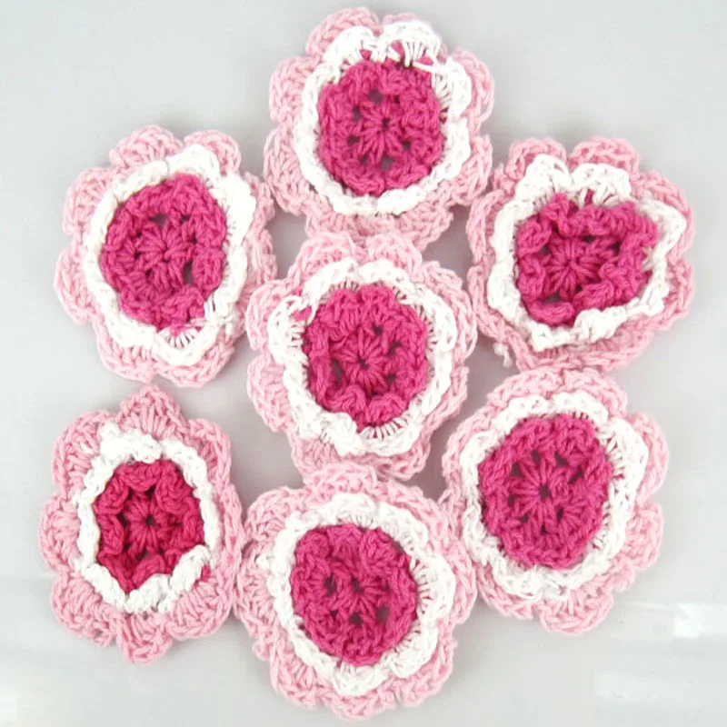 12cs микс разноцветных хлопковых вязаных цветов ручной работы Аппликация Швейные