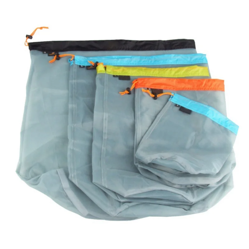 

2018 Ultralight Camping Sports Mesh Drawstring Storage Bag Hiking Climbing Stuff Sack Drawstring Laundry Bag S-XXL