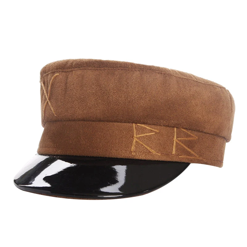 Brown baby hat Мода, детская шапка для девочек и мальчиков, детская шапка на осень и зиму, регулируемая детская шапка с плоским верхом, детские шапки для 2-5 лет, 1 шт - Цвет: Brown baby hat
