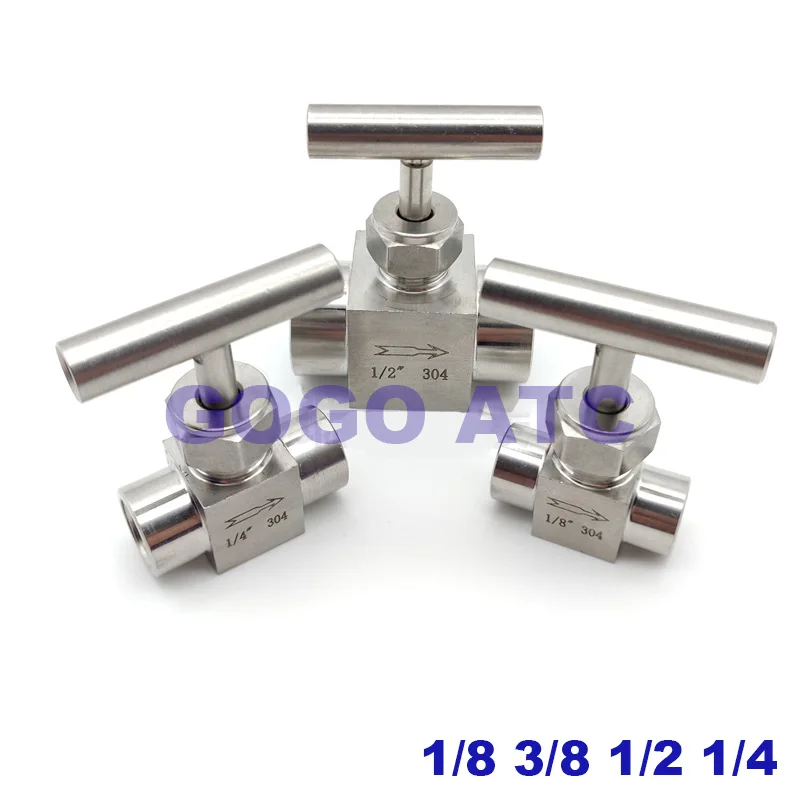 Игольчатый клапан с внутренней резьбой SS304 G1/4 1/8 3/8 1/2 одной ручкой Регулировка