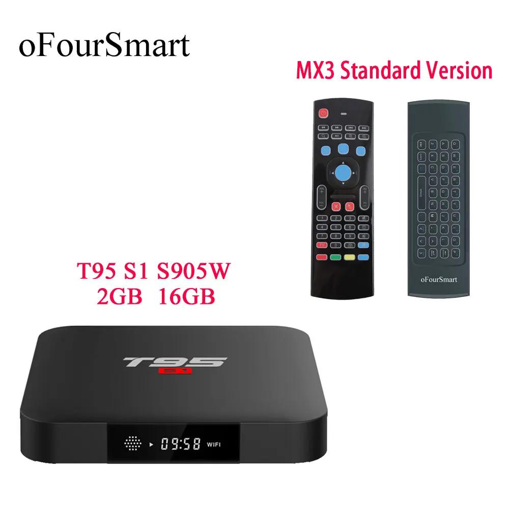 T95 S1 S905W четырехъядерный Mali 450 5 ядерный GPU Android 7 1 сетевой ТВ бокс HD 2 0 Гб ROM 16 RAM