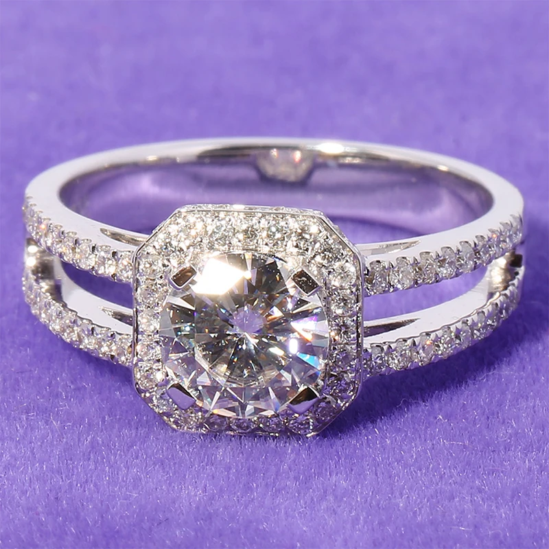Женское Обручальное кольцо с муассанитом белое золото 14 к 6 5 мм|1 carat sapphire|diamond white
