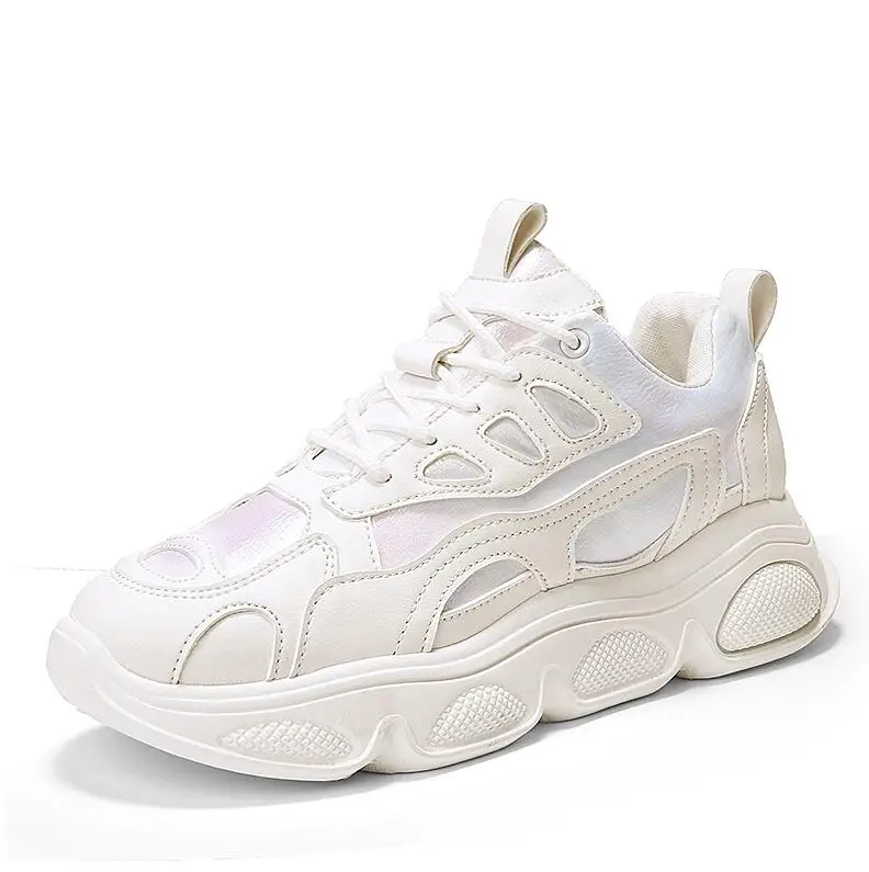beige Женские кроссовки Basket Femme; модные белые женские кроссовки на толстой платформе; повседневная обувь из искусственной кожи; цвет розовый; Schoenen Vrouw - Цвет: beige