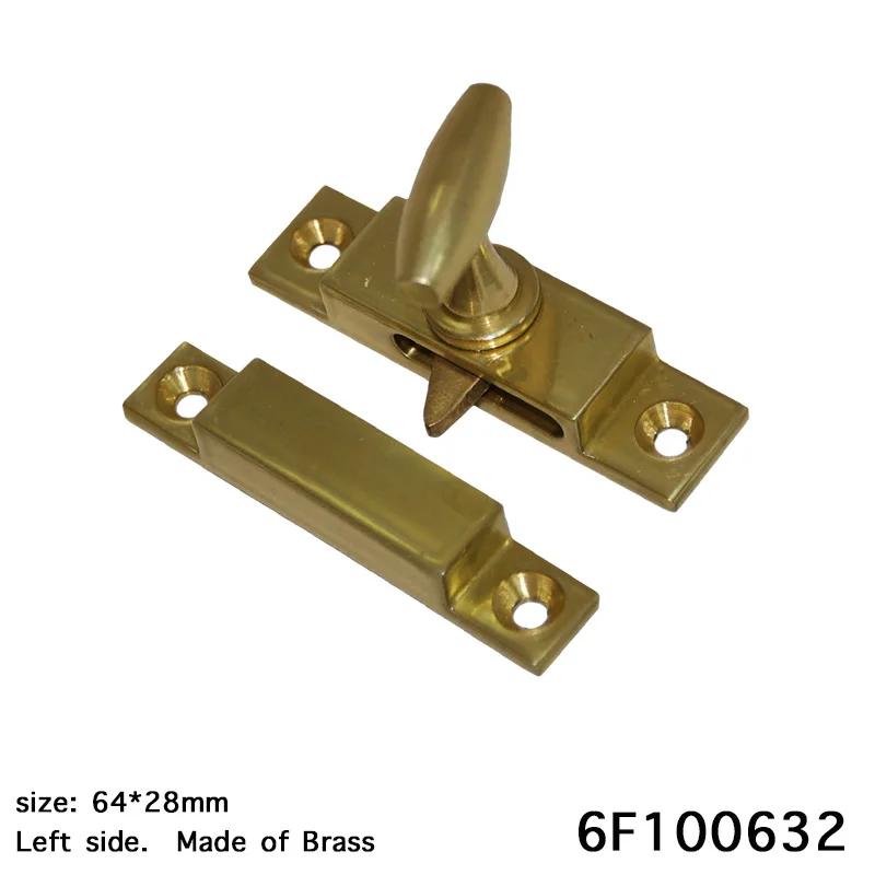 Задвижки оконные латунные замки установленные на деревянных оконных рамах 1 шт.