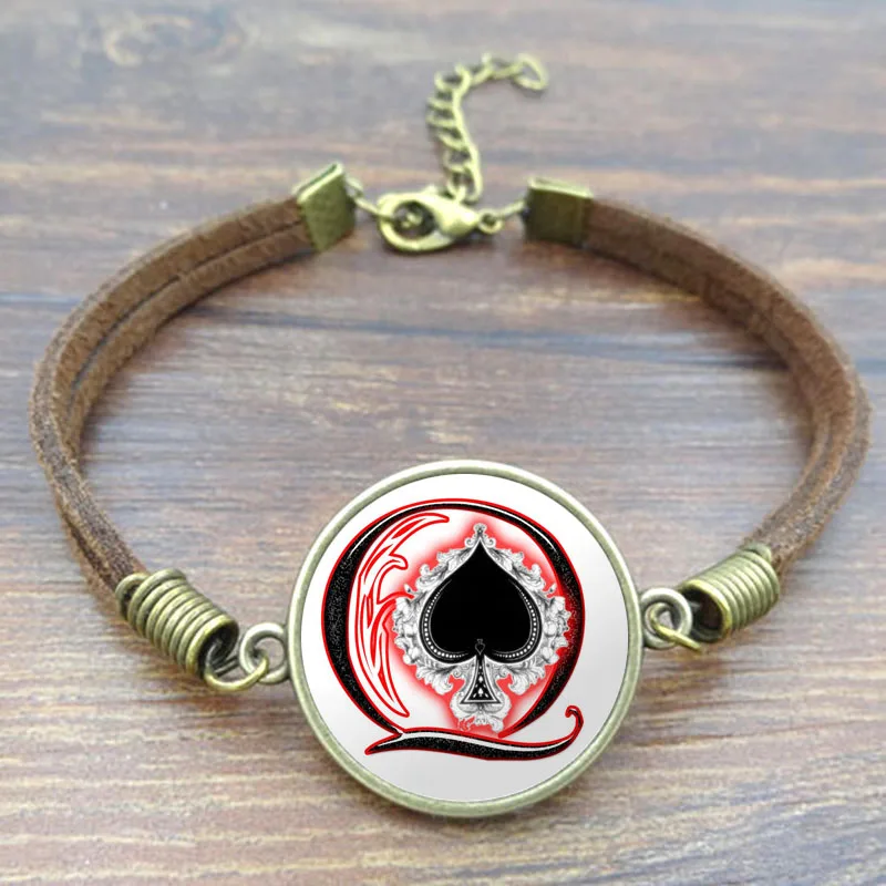 Старинные ювелирные изделия стеклянные кабошоны браслет лопаты для игры в покер