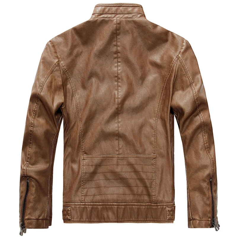 Кожаная куртка Мужская куртка-бомбер кожаная с воротником-стойкой мужское