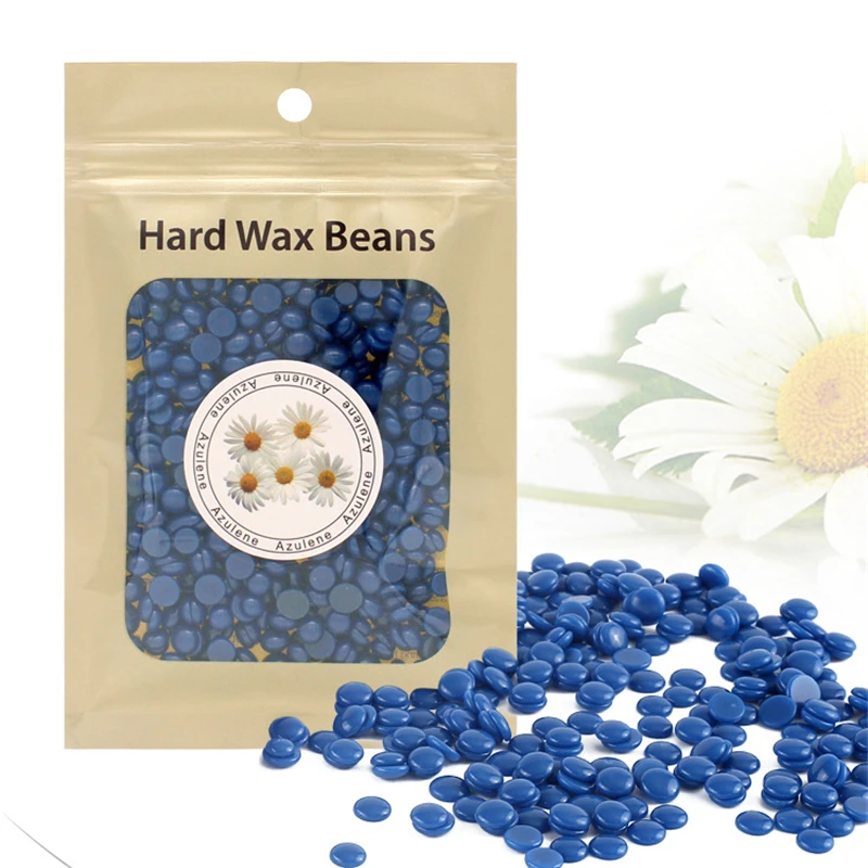 Azulene 10 ароматов, 25 г, восковые бусины для депиляции, горячая пленка, твердый воск, гранулы, воск для воска, бикини, без полосок, крем для удаления волос, восковые бобы - Цвет: Azulene