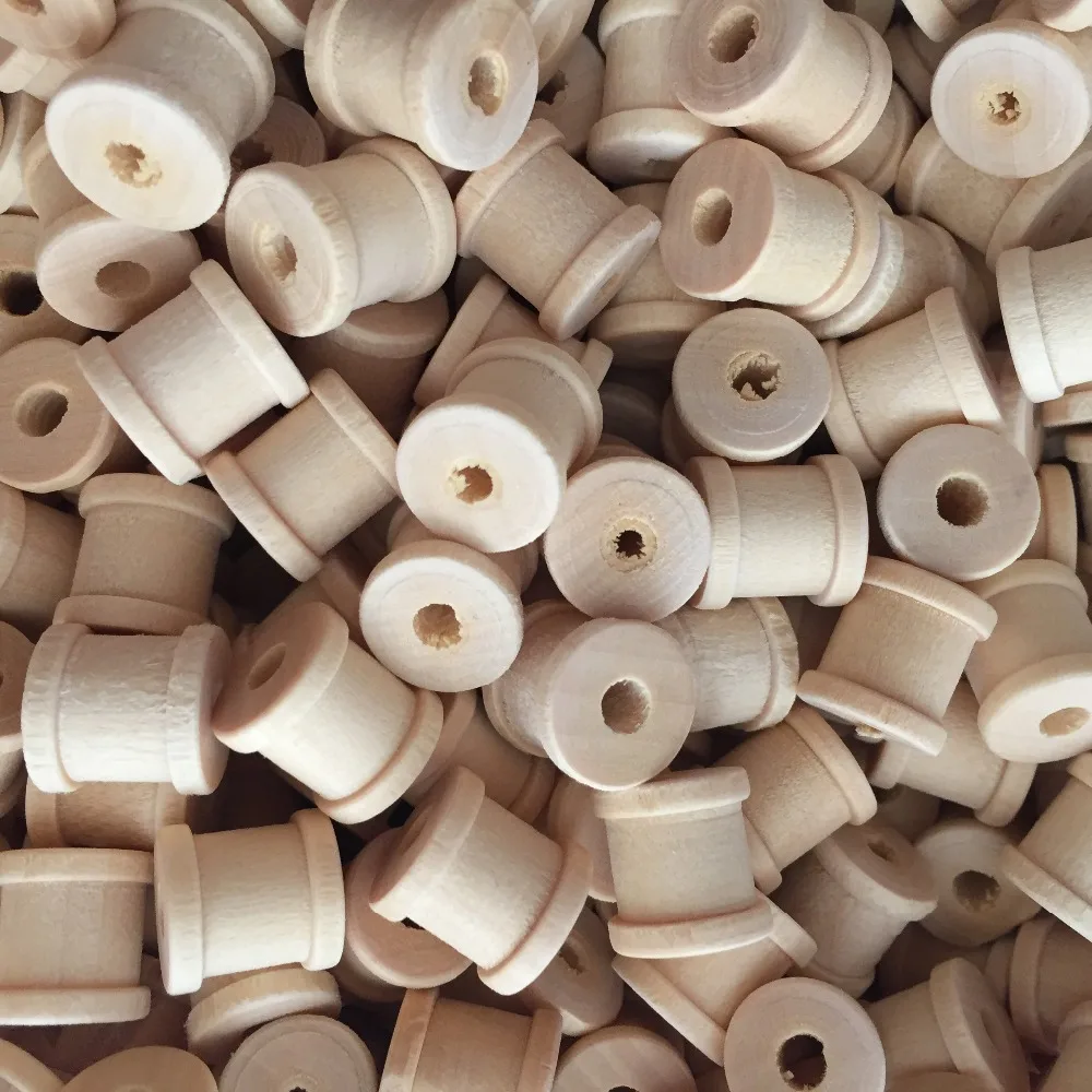 Катушки из натурального дерева Мини Деревянные однофланцевых катушек сделай сам