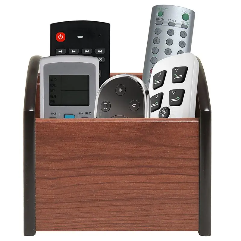 Вращающийся деревянный 4 отсека Настольный органайзер для хранение офисных