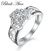 black awn 5gram 925 sterling silver jewelry row black stone rings for women femme bijoux bague girl gift c348