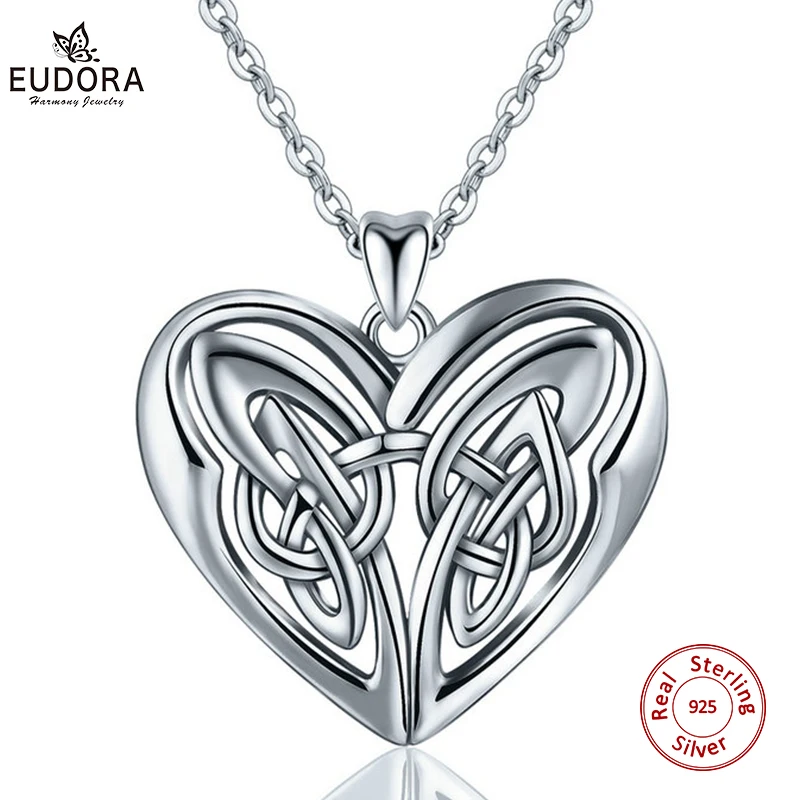 Eudora 100% стерлингового серебра 925 Серебряная подвеска Сердце ожерелье Модные