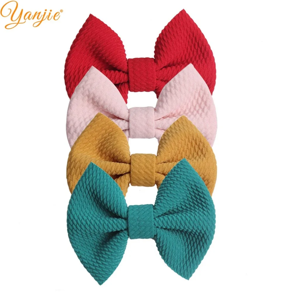 10 шт./лот однотонные банты для волос 4 дюйма вафли заколки женщин сделай сам