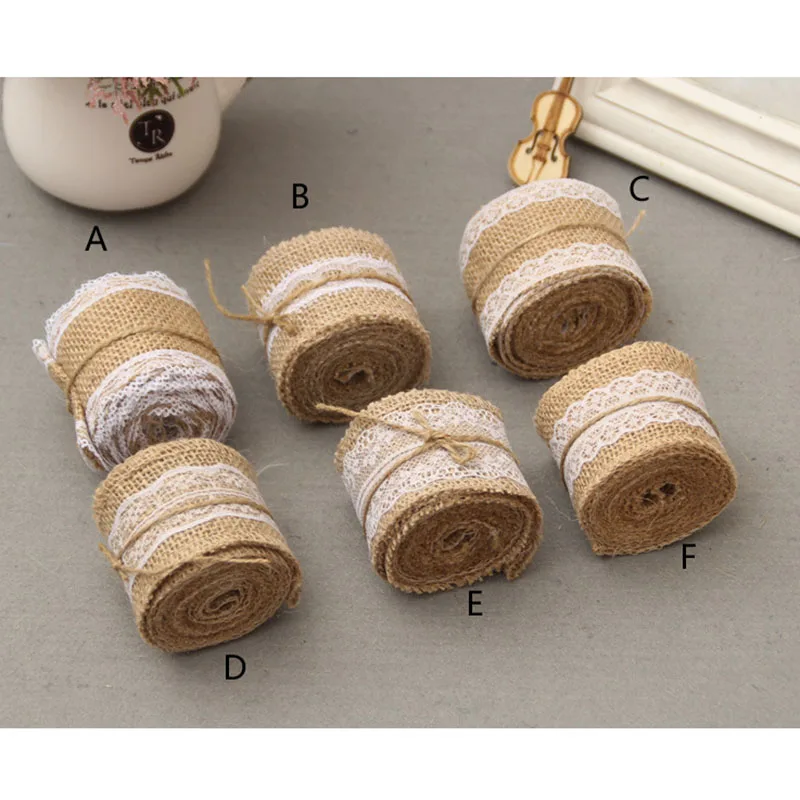 2 м/рулонная лента из натуральной джутовой мешковины с хлопковым кружевом DIY