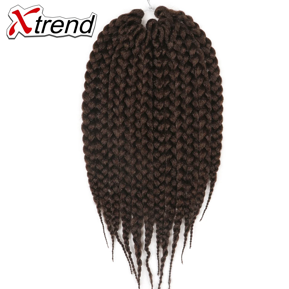 Xtrend, вязанные крючком косички, волосы, 14 дюймов, 12 корней, синтетические косички, пряди для наращивания, черные, бордовые, термостойкие