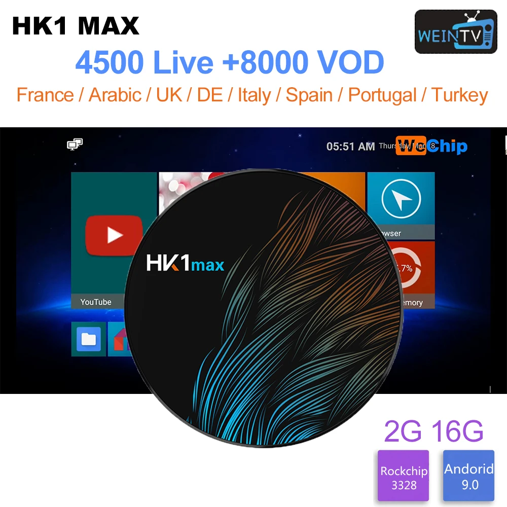 Смарт ТВ приставка Wechip HK1 MAX Android 9 0 RK3328 SUB TV 4K телеприставка
