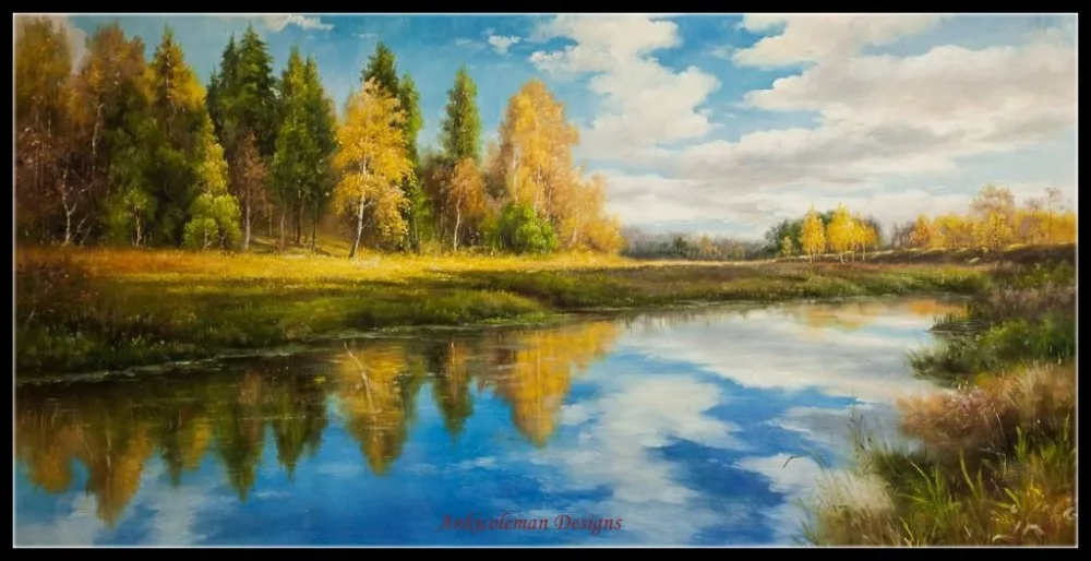 

Needlework for embroidery DIY DMC Color High Quality - Counted Cross Stitch Kits 14 ct Oil painting - Autumn Reflections