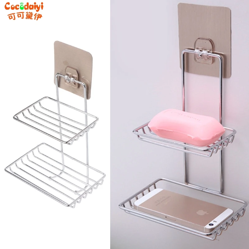 Самоклеющийся держатель для мыла из нержавеющей стали ванной и кухни вешалка