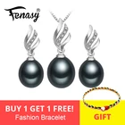 Женский комплект украшений FENASY, комплект из колье и сережек с натуральным жемчугом, из серебра 925 пробы