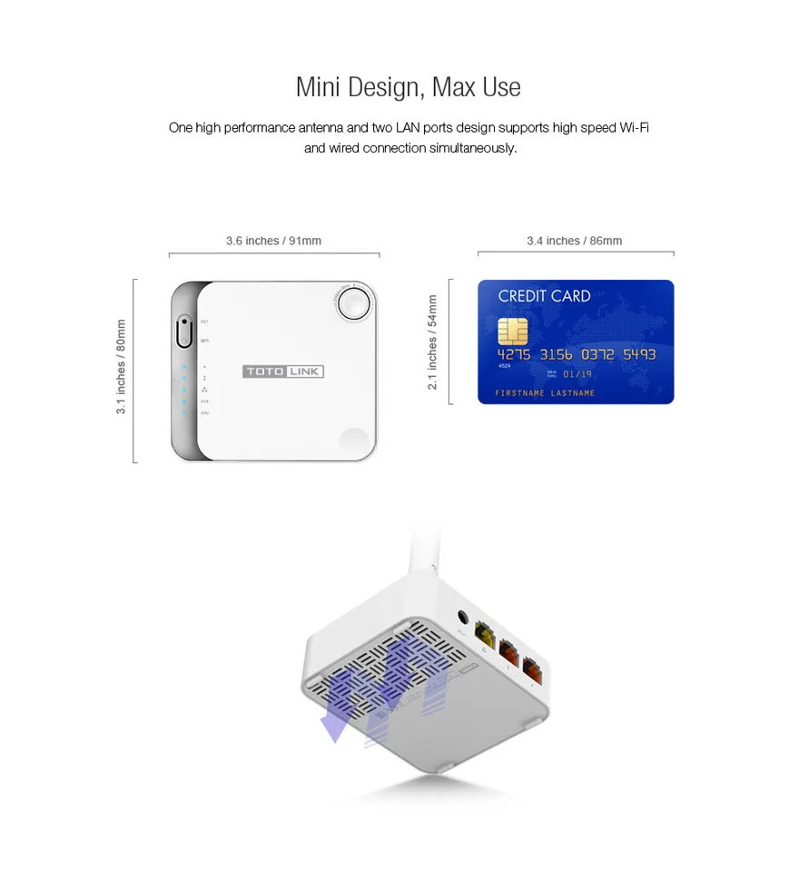 Беспроводной маршрутизатор TOTOLINK N100REV3 150 Мбит/с wifi повторитель и AP, простая настройка, Мини размер, английская прошивка
