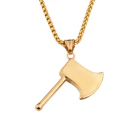 2019 new arrival mens hip hop necklace punk style 316 stainless steel color axe necklace hatchet pendant necklacecagf0003