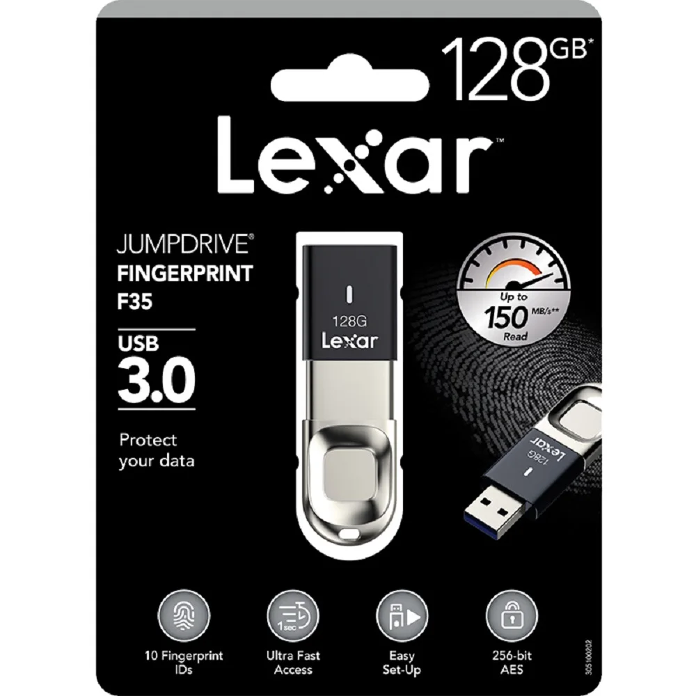 100% Оригинальный Lexar Распознавание отпечатков пальцев USB 128g 64G F35 3 1 флеш накопитель