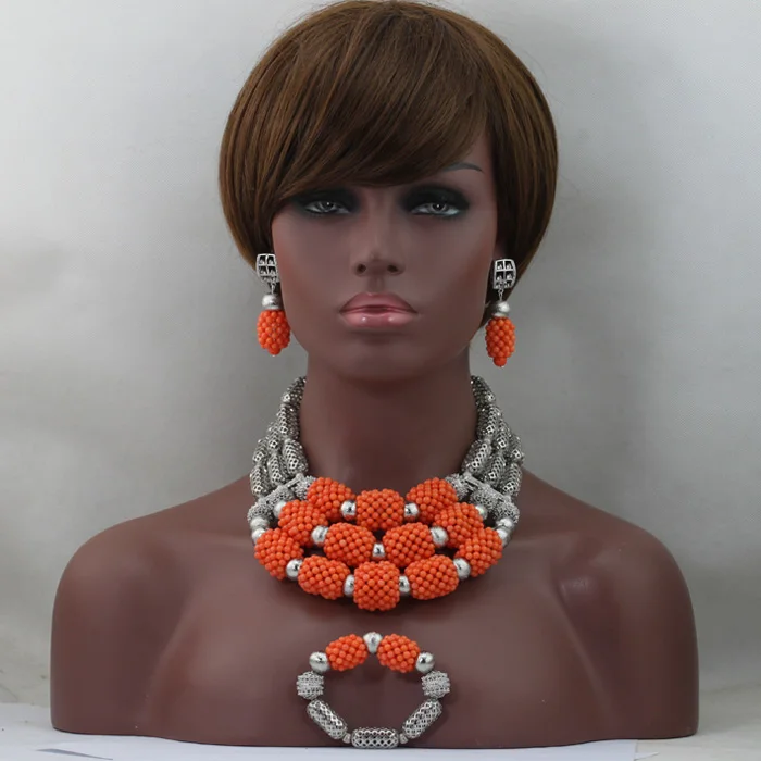 Горячая Распродажа африканские Свадебные Ювелирные наборы с серебряными