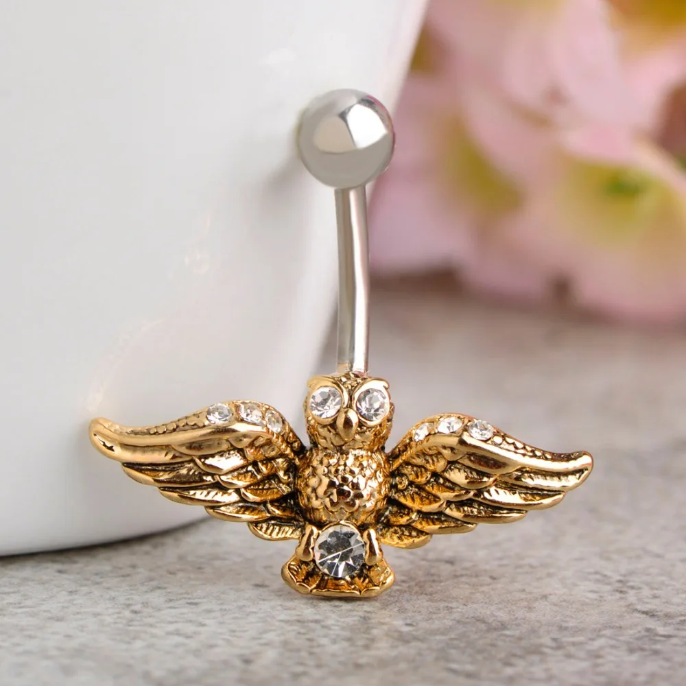 Funmor панк сова пупка кольцо 1 6 мм Пирсинг животных для ювелирные изделия |