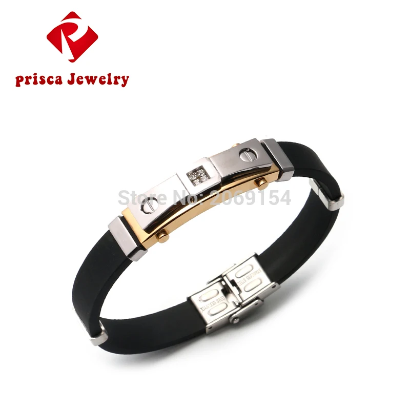 Мужской серебряный браслет золотые ювелирные изделия силиконовый классический