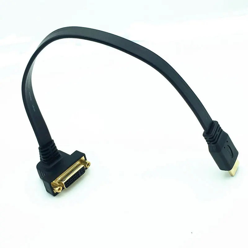Плоский тонкий Высокоскоростной HDMI к DVI 24 + 5 Женский 90 Угловой кабель 0 3