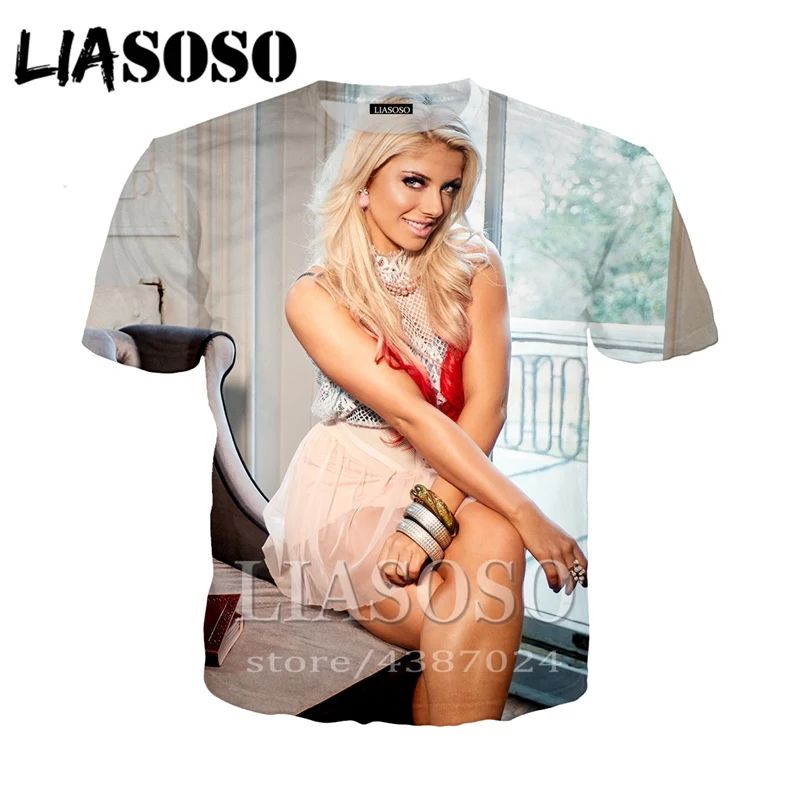 LIASOSO футболка 3D для мужчин/женщин Забавный принт уличная рок костюм Alexa Bliss бокса