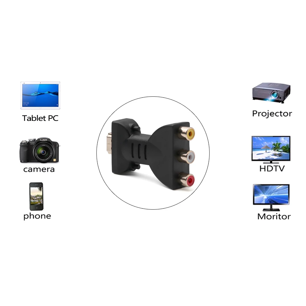 HDMI совместимый с 3 RGB RCA видео аудио адаптер AV компонентный конвертер позолоченный