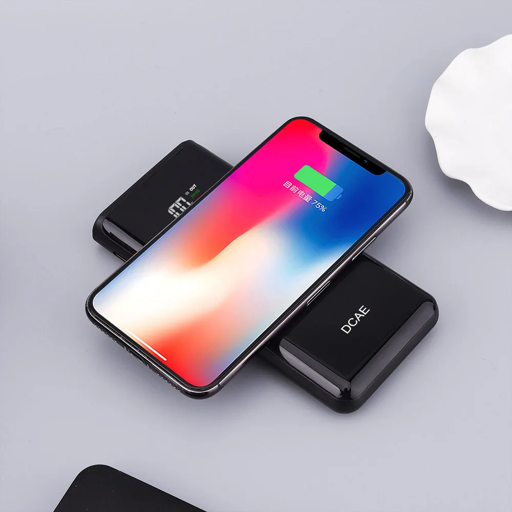 DCAE 10000 мАч QI Беспроводное зарядное устройство для iPhone XS Max XR X 8 Быстрая Двойная USB
