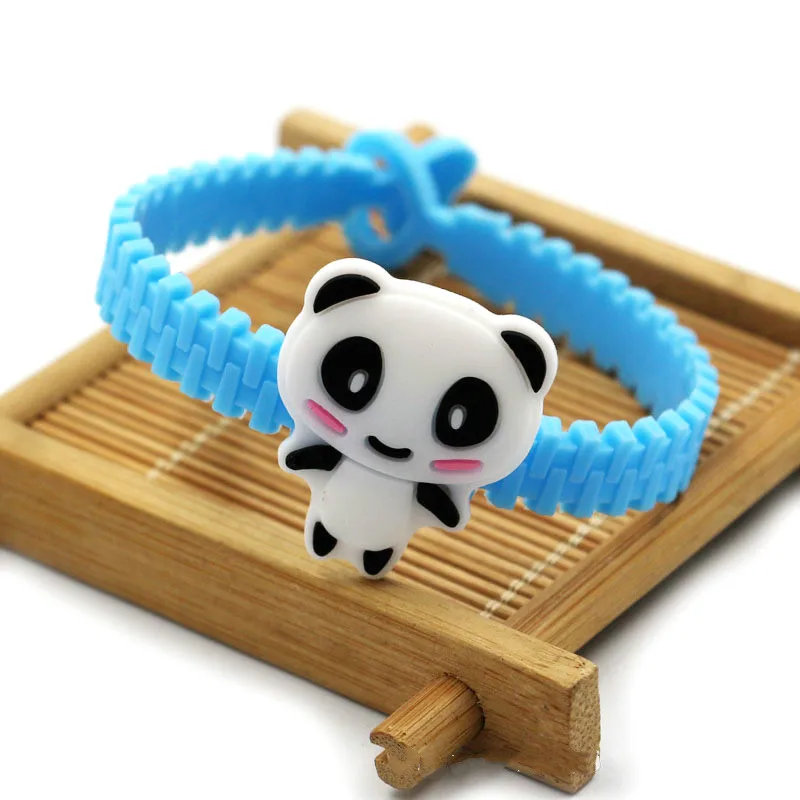 panda Bracelet blue 6 шт. новейший детский душ тропические вечерние панды резиновый браслет сафари День рождения украшения Дети джунгли вечерние украшения сувениры - Цвет: panda Bracelet blue