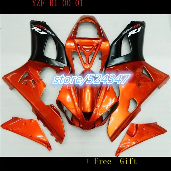 

Hey-Wholesale - Fairing for 2000 2001 YZF R1 YZF-R1 2000-2001 YZF1000 YZFR1 00 01 Orange black body kits for Yamaha