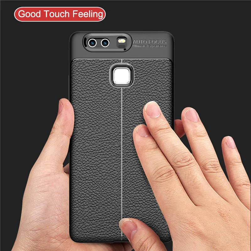 Beworlder For Huawei P9 Plus Case Anti Slip ShockProof Soft TPU Cases PU Leather Texture Silicone Cover P9Plus |