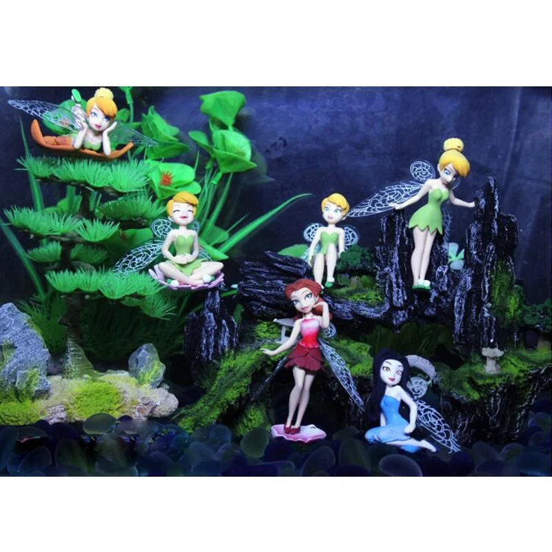 6pcs/Set DIY Miniature Flying Flower Fairy Aquarium Ornaments Succulent Cartoon Gifts Pokemon Fish Tank Decoration | Дом и сад