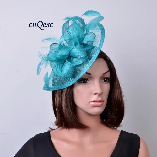 Женская Вуалетка Sinamay бирюзовая синяя черная золотая шоколадная фиолетовая