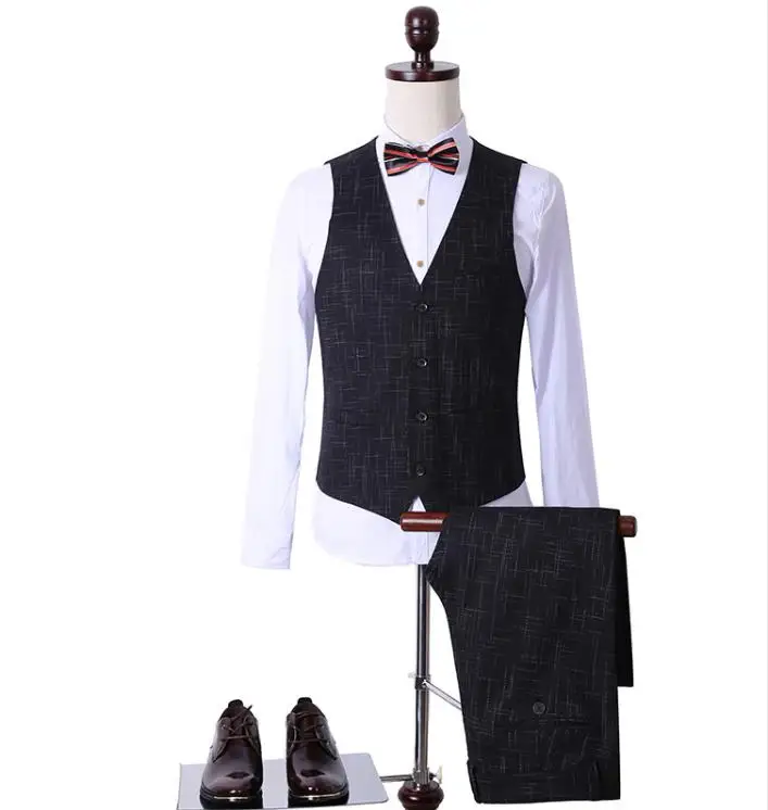 Куртка+ жилет+ брюки) Slim Fit Свадебные костюмы для мужчин костюмы со штанами Бизнес Мужская официальная одежда Высокое качество Мужские повседневные смокинги