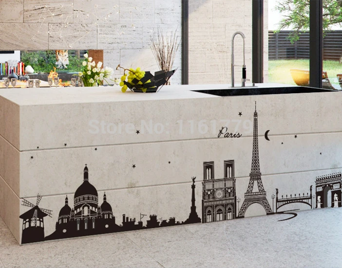 Всемирно известные стикеры здания комнаты съемная карта стены постер обои CC6912 |