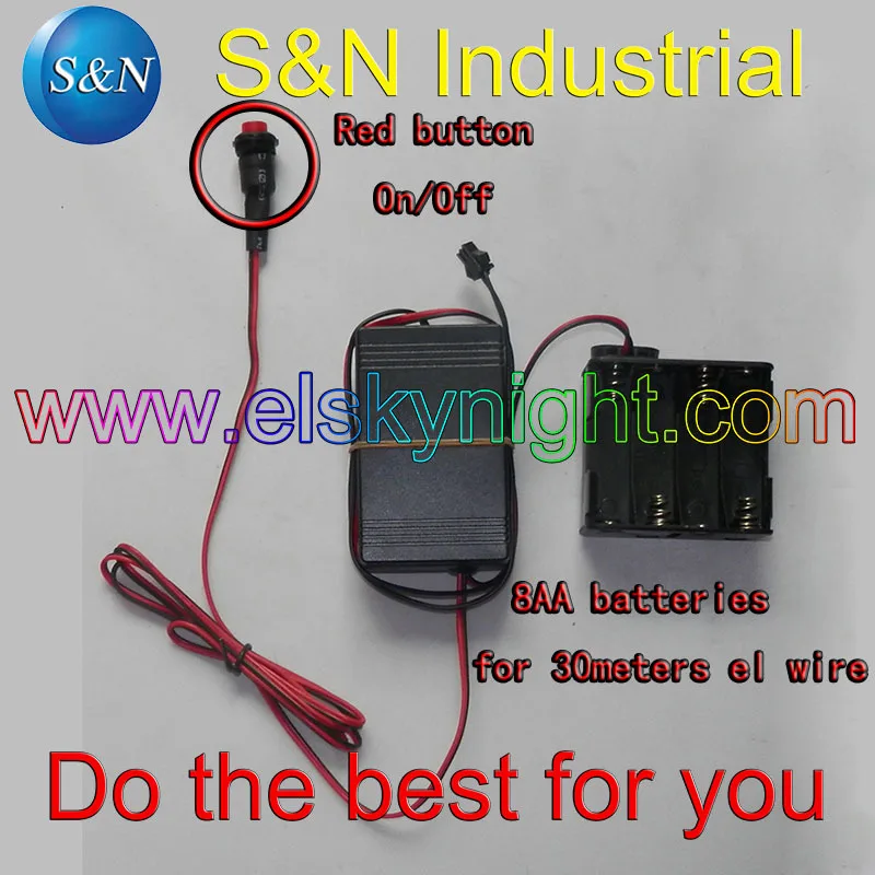 EL wire inverter (корпус батареи 8AA) который может управлять 30 м Wire с кнопкой (ВКЛ и ВЫКЛ) |